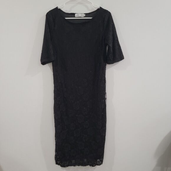 Sign Here Signature Clothing Midi Dress Lace Size Large Whimsigoth Dark Romance - Picture 1 of 6